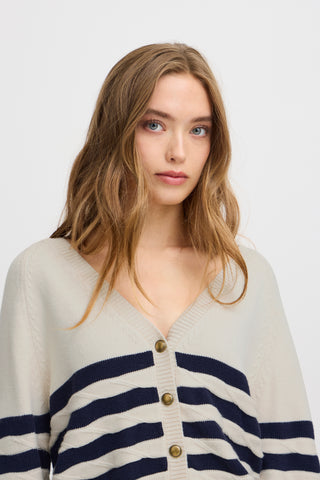 MAISE cardigan med smuk strib og struktur