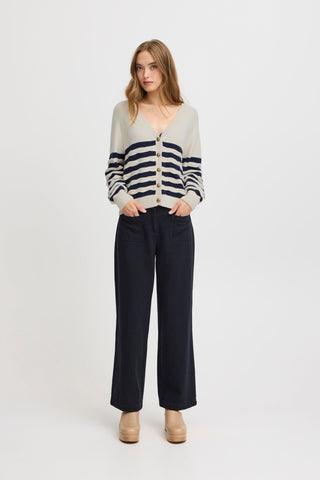 MAISE cardigan med smuk strib og struktur