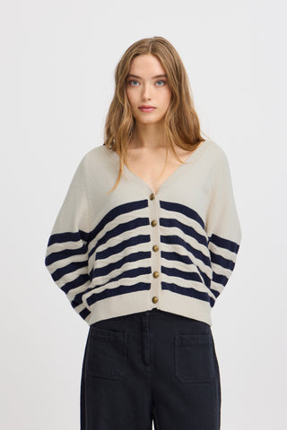 MAISE cardigan med smuk strib og struktur