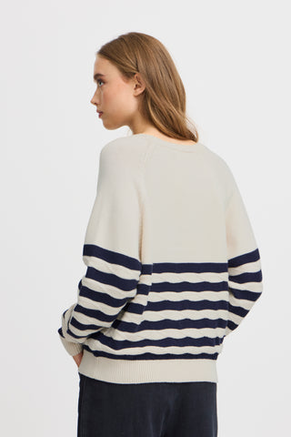 MAISE cardigan med smuk strib og struktur
