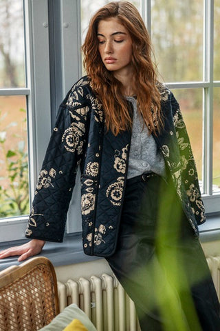 MOON quilt jakke med smukt print