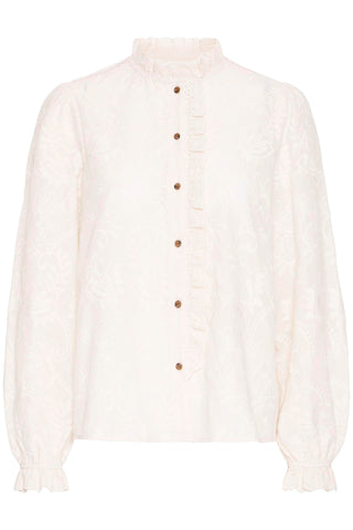 JOSE skjorte med broderi og flæser