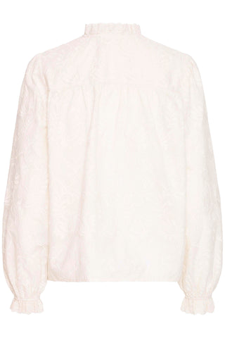 JOSE skjorte med broderi og flæser