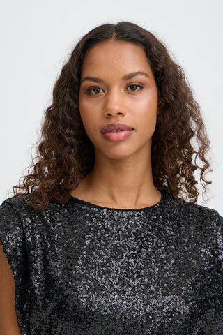 FAUCA SORT pailletkjole