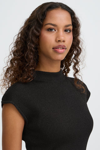 Sort CODY top med glimmer