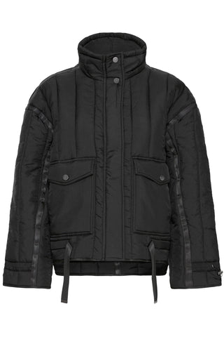 EVITA kort vatteret jakke i sort