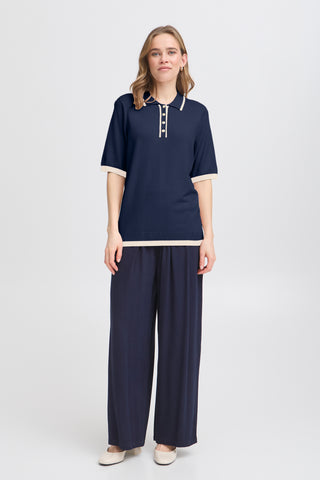 CONTRAST Pullover Navy