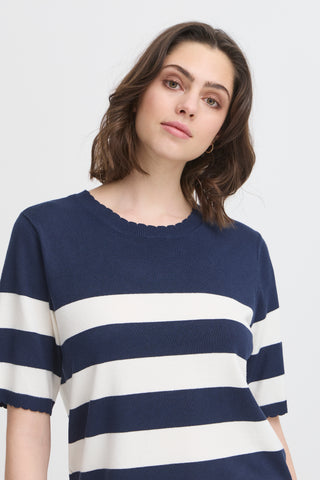 CONTRAST bluse med navy strib