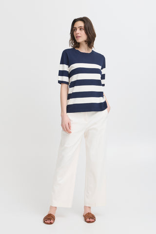 CONTRAST bluse med navy strib