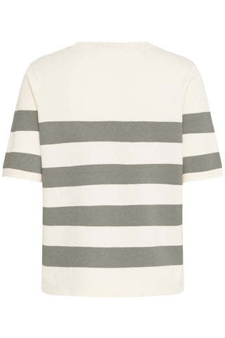 CONTRAST bluse med strib i støvet grøn
