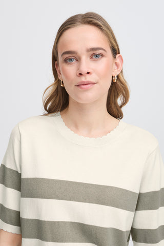 CONTRAST bluse med strib i støvet grøn