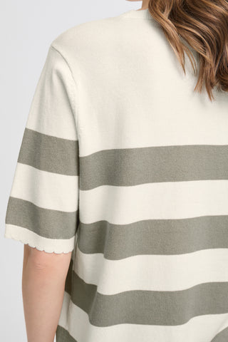 CONTRAST bluse med strib i støvet grøn
