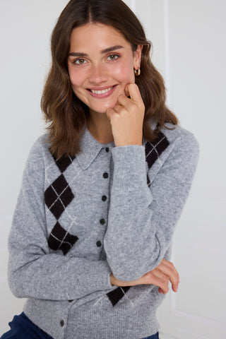 Grå NOEMA cardigan med harlekin-tern