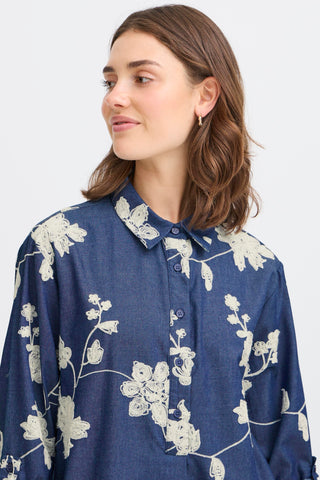DARANA kjole med broderede blomster