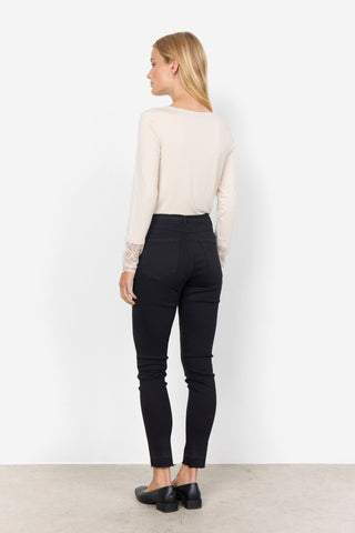 Hvid langærmet MARICA shirt med blonde på ærmet