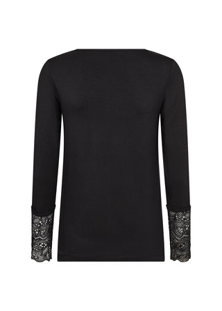 Sort langærmet MARICA shirt med blonde på ærmet