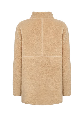 Teddy cardigan med lynlås i Sand