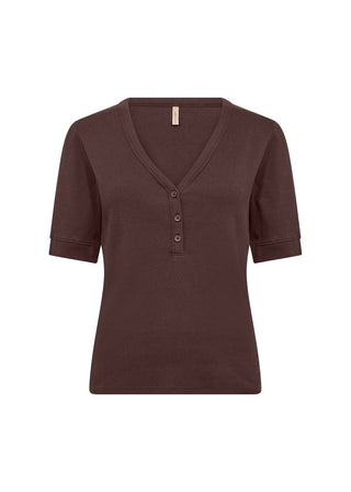 MIGNON brun T-shirt med knapper