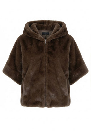 FAKE FUR JAKKE - Dark Brown