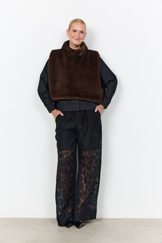 JOVINA 1 FAKE FUR VEST - Choko