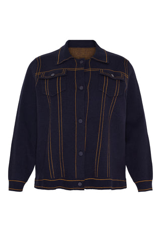 KNIT JEANS CARDIGAN - Dark Denim