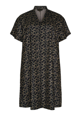 Loose BATWING Kjole - Black Camel Green
