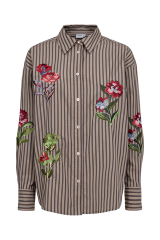 NUKACEY EMBROIDERY Skjorte - Deep Taupe