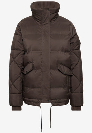 SHORT PADDED dynejakke - Auburn Brown