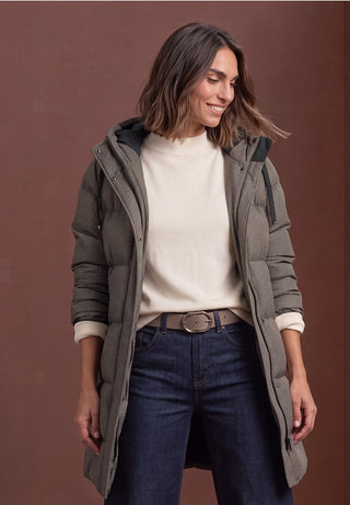 LONG PADDED dynejakke - Auburn Brown