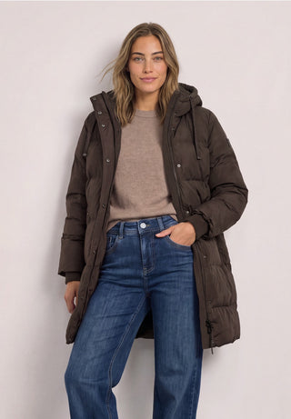 LONG PADDED dynejakke - Brown