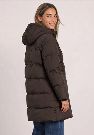 LONG PADDED dynejakke - Brown