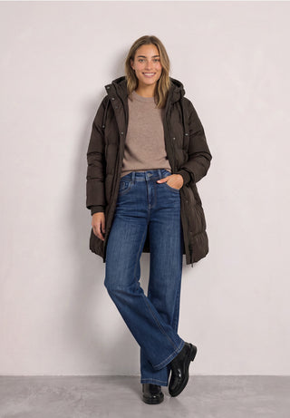 LONG PADDED dynejakke - Brown