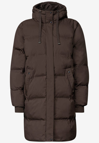 LONG PADDED dynejakke - Brown