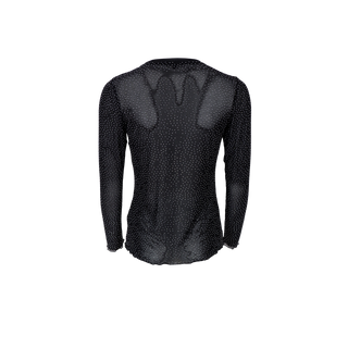 ALEXIS mesh bluse med sten - sort