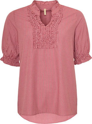 DAMIE bluse med rød strib