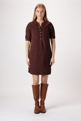 ELLA DRESS i brun babyfløjl