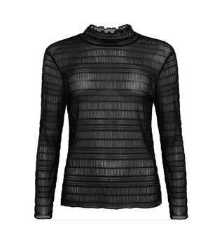 FAUNA mesh bluse med effekt