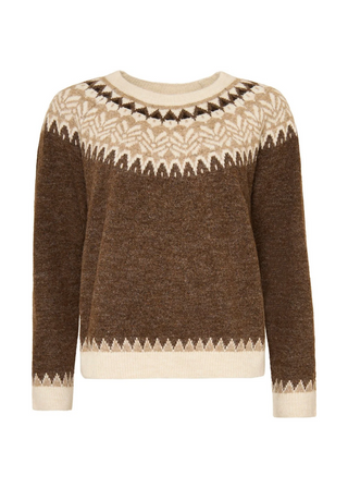 GRACE KNIT PULLOVER - Brown Combi