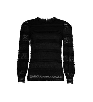 Sort IBSEN blondebluse med små flæser