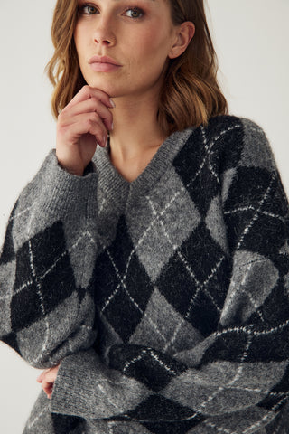 LAI KNIT sweater - Black Grey Mix