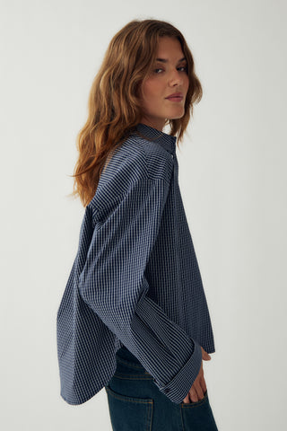MARLON C Skjorte - Davy Navy Check