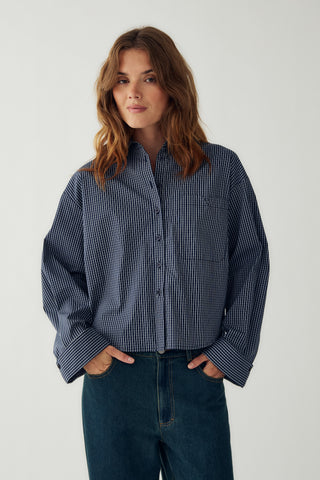 MARLON C Skjorte - Davy Navy Check
