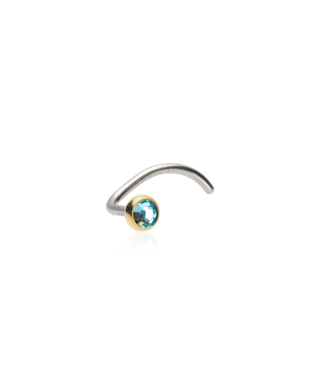 GT Bezel næsesmykke 3 mm, Aquamarine