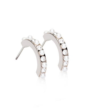 NT Pendant Mixed Curved Øreringe, Crystal/White